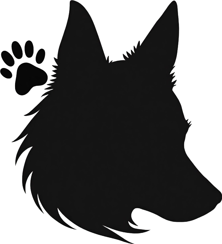 Silhouette of a Dog with Paw Print